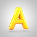 Glossy yellow paint letter A uppercase