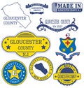 Gloucester county, NJ. Set of generic stamps and signs