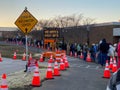 Gloucester New Jersey USA 1-28-2021:Line of people waiting for vaccination covid treatment