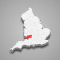 Gloucestershire county location within England 3d map