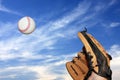 Glove reaching for baseball