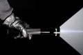 Gloved Hand and Flashlight Royalty Free Stock Photo