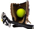 Gloves, ball and bat Royalty Free Stock Photo