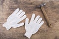 Gloves and hammer Royalty Free Stock Photo