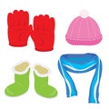 Gloves Hat Boots Scarf Cartoon Vector