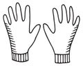 Gloves icon. Gardening hand protection doodle sketch
