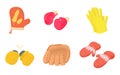 Gloves icon set, cartoon style