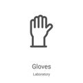 gloves icon vector from laboratory collection. Thin line gloves outline icon vector illustration. Linear symbol for use on web and Royalty Free Stock Photo