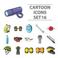 Cyclist outfit set collection icons in cartoon style vector symbol