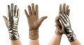Gloves worn on the girl`s hand