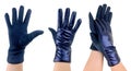 Gloves worn on the girl`s hand