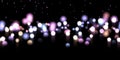 Glow bokeh background. Colorful horizontal hero header with glitter particles