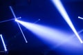 Glow bright spotlights with smoke on stage in dark background, stage concert and music festival show concept Royalty Free Stock Photo