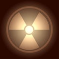 Glow button with radiation symbol