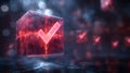 Glow check mark in a transparent cube, digital art, vibrant colors, abstract design