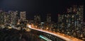 Glow from the city of Toronto and the Gardiner Expressway. Royalty Free Stock Photo