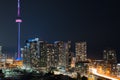 Glow from the city of Toronto and the Gardiner Expressway. Royalty Free Stock Photo