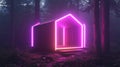 glow constructing a small cabin with a neon glow design Royalty Free Stock Photo