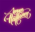 Glow in the dark background Happy halloween lettering. Vector illustration