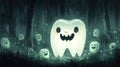 Glow-in-the-dark ghostly teeth in enchanted forest Royalty Free Stock Photo