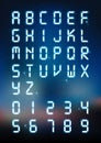 Glow digital alphabet and number for digital text, technology font concept, vector illustration Royalty Free Stock Photo