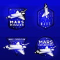 Glow effect on space mission to mars logotypes