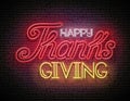 Glow Greeting Card with Happy Thanksgiving Inscription Royalty Free Stock Photo