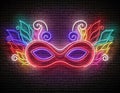 Glow Greeting Card with Masquerade Mask