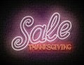 Glow Greeting Card with Thanksgiving Sale Inscription Royalty Free Stock Photo