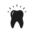 Glow Healthy Tooth Silhouette Icon. Medical Teeth Whitening Glyph Pictogram. Dental Hygiene. Shiny Bright Tooth. Dental