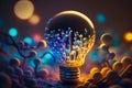 Glow inside a light bulb bright concept brainstorming Intelligence, intelligence, creativity and genius. Generative AI