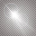 Glow isolated white transparent light effect, lens flare, explosion, shine, line, sun flare, spark and stars. Abstract Royalty Free Stock Photo