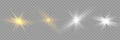 Glow isolated white transparent light effect set, lens flare, explosion, glitter, line, sun flash, spark and stars Royalty Free Stock Photo