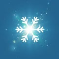 Glow light effect colorful vivid. White snowflakes with stars sparkle shine isolated on blue background. Flare explosion. Magic. Royalty Free Stock Photo