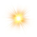 Glow light effect, explosion, glitter, spark, sun flash. Vector illustration. Royalty Free Stock Photo