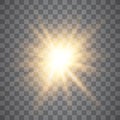 Glow light effect, explosion, glitter, spark, sun flash. Vector illustration. Royalty Free Stock Photo