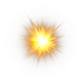 Glow light effect, explosion, glitter, spark, sun flash. Vector illustration. Royalty Free Stock Photo