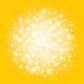 Glow light effect isolated on yellow background. Vector illustration. Christmas flash Concept. Star burst with sparkles Royalty Free Stock Photo