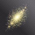 Glow light effect. Star burst with golden sparkles Royalty Free Stock Photo