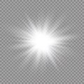 Glow light effect. Star burst with sparkles. Sun. Vector illustration. Royalty Free Stock Photo