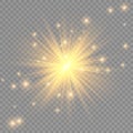 Glow light effect. Star burst with sparkles. Sun. Vector illustration. Royalty Free Stock Photo