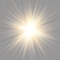 Glow light effect. Star burst with sparkles. Sun. Vector illustration Royalty Free Stock Photo