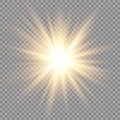 Glow light effect. Star burst with sparkles. Sun. Vector illustration Royalty Free Stock Photo