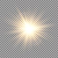 Glow light effect. Star burst with sparkles. Sun. Vector illustration. Royalty Free Stock Photo