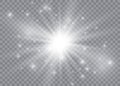 Glow light effect. Star burst with sparkles. Sun. Vector illustration. Royalty Free Stock Photo