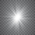 Glow light effect. Star burst with sparkles. Sun. Vector illustration. Royalty Free Stock Photo