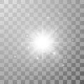 Glow light effect. Star burst with sparkles. Vector illustration in transparent background Royalty Free Stock Photo