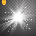 Glow light effect. Starburst with sparkles on transparent background. Vector illustration. Royalty Free Stock Photo