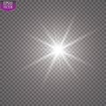 Glow light effect. Starburst with sparkles on transparent background. Vector illustration. Sun Royalty Free Stock Photo