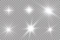 Glow light effect. Starburst with sparkles on transparent background. Vector illustration. Sun Royalty Free Stock Photo